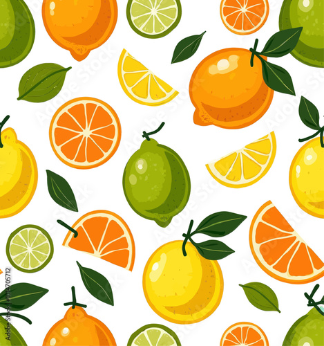 Citrus Fruit Seamless Pattern 
