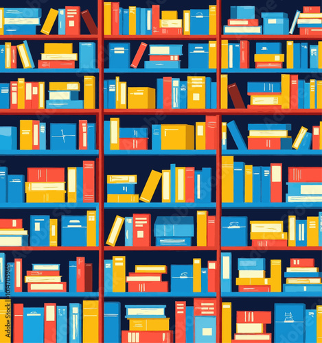 Colorful Bookcase Illustration