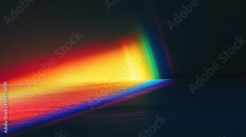 Colorful rainbow spectrum appearing on a surface indoors during daytime