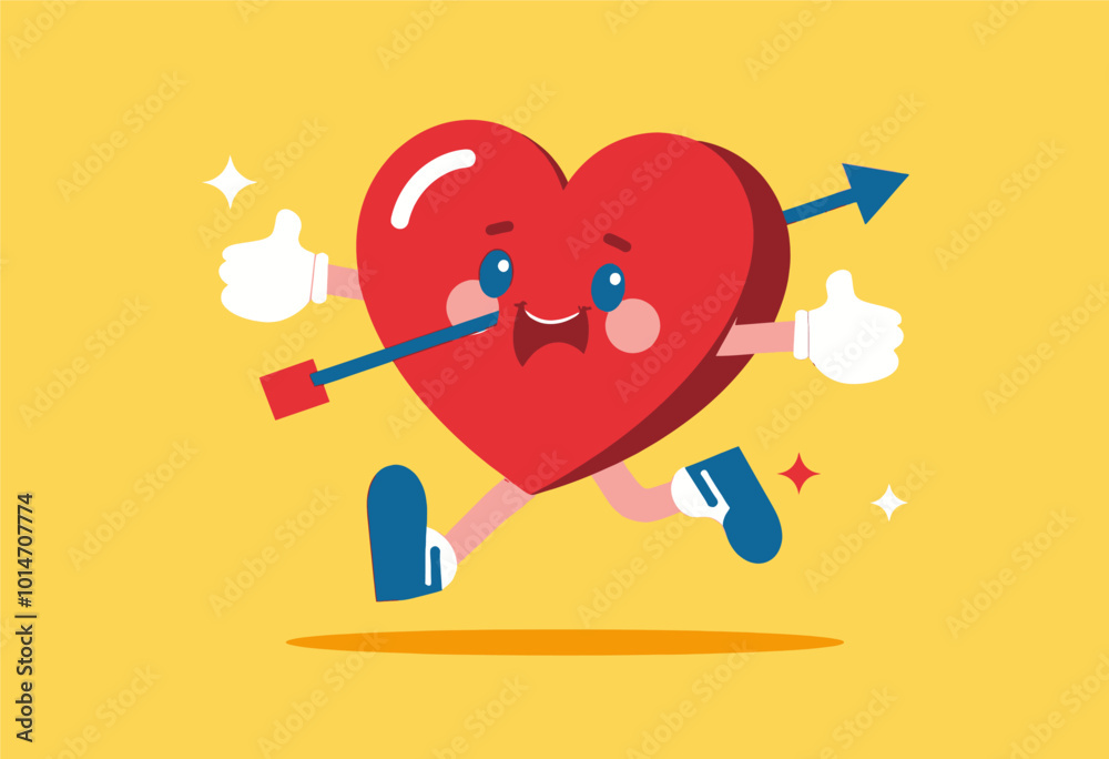 Obraz premium Happy Heart Running with Arrow 
