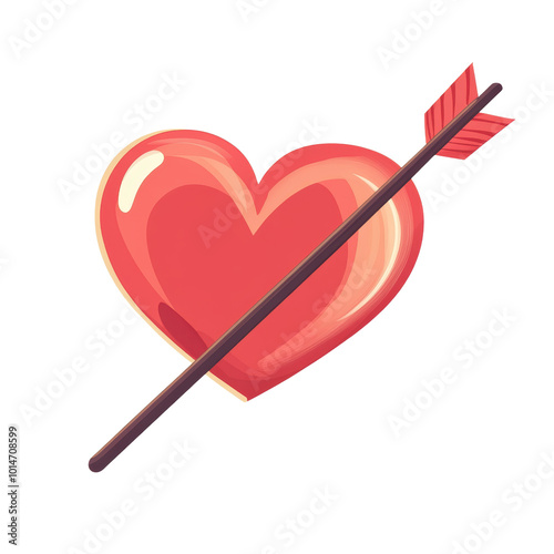 vibrant heart symbol with arrow, representing love and affection isolated on a white background, transparent background.