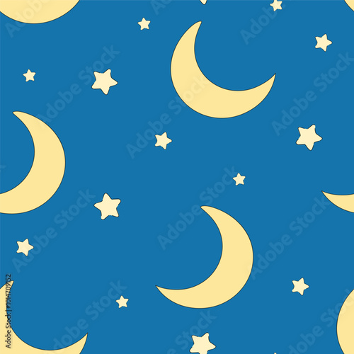 seamless pattern with moon and stars vector mystical background trend print