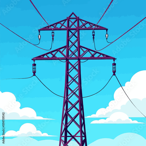Power lines against a blue sky