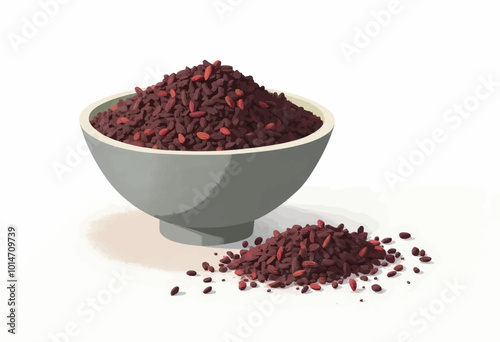 Red Rice in Bowl and on Tabletop