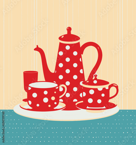 Red Polka Dot Tea Set 
