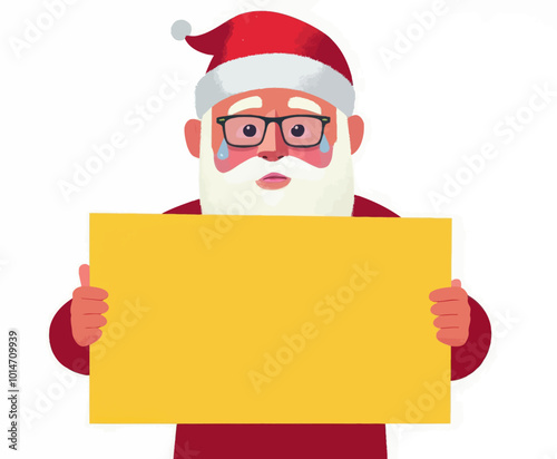 Sad Santa Holding Blank Sign 
