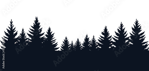 Silhouette of Pine Trees Against White Background