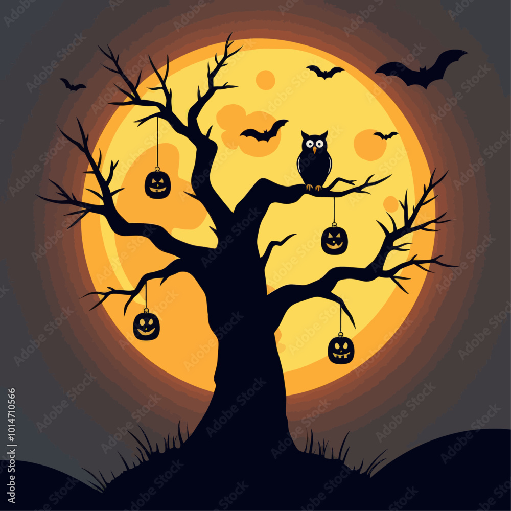 Spooky Tree and Full Moon with Owl and Jack-o-Lanterns
Spooky Tree and Full Moon with Owl and Jack-o-Lanterns