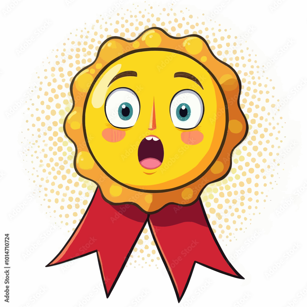 Obraz premium Surprised Gold Medal Cartoon Character 