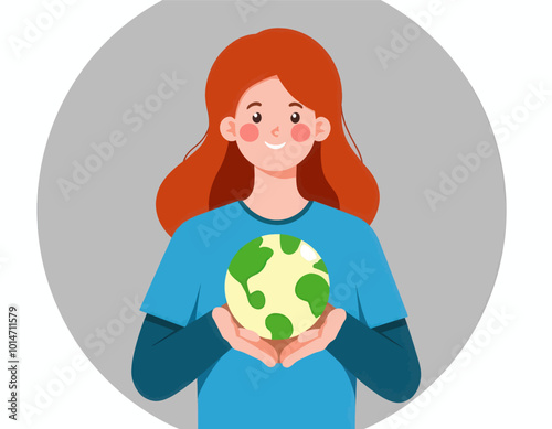 Woman Holding Earth Globe 
