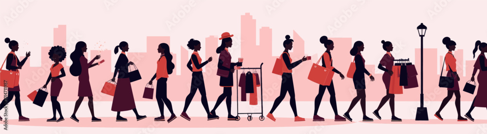 Women Shopping in City Silhouettes
Women Shopping in City Silhouettes