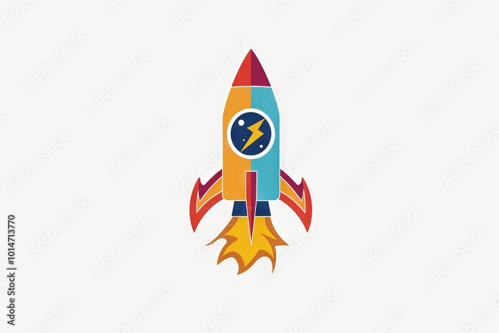 Dynamic logo with a book and a rocket.