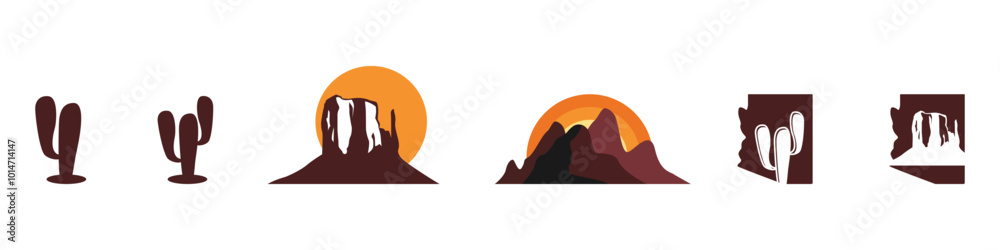 monument valley desert vector design,arizona,cactus icon,mountain,mountains,valley,editable arizona logo design,symbol,design,illustration