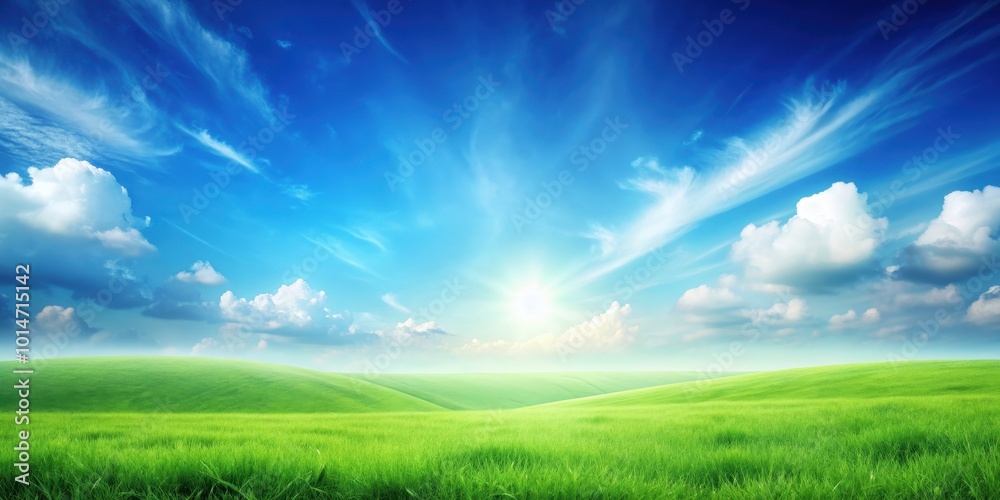 Abstract summer landscape with gradient green and blue sky , modern, painting, background, nature, abstract, landscape, summer, gradient Abstract summer landscape with gradient green and blue sky , modern, painting, background, nature, abstract, landscape, summer, gradient