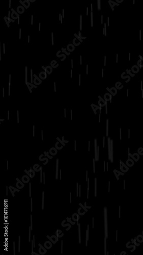 Vertical rain animation, looped animation on transparent background alpha channel.
