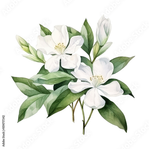 Beautiful White Flowers with Lush Green Leaves Arrangement.