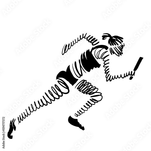 Runner runs and wins, vector abstract illustration 