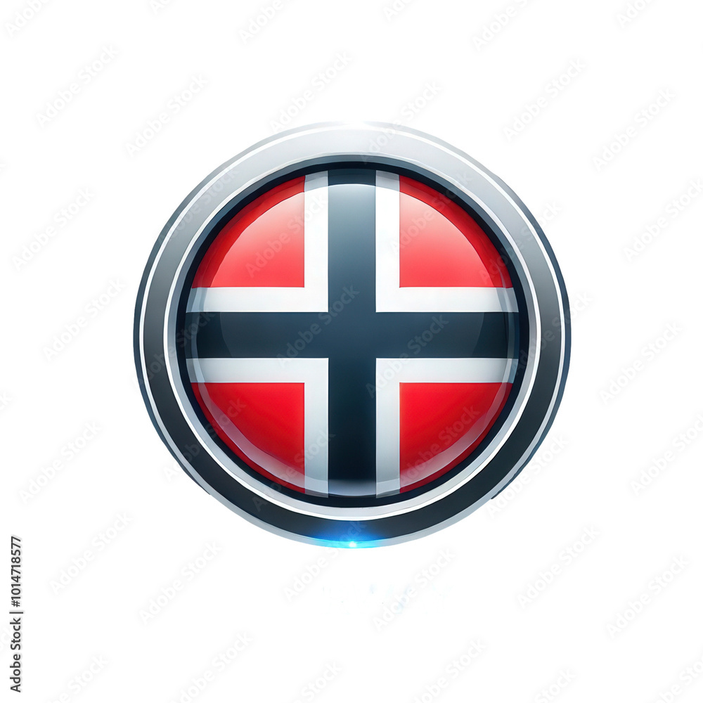 Obraz premium Norway flag button design with glossy finish and rim