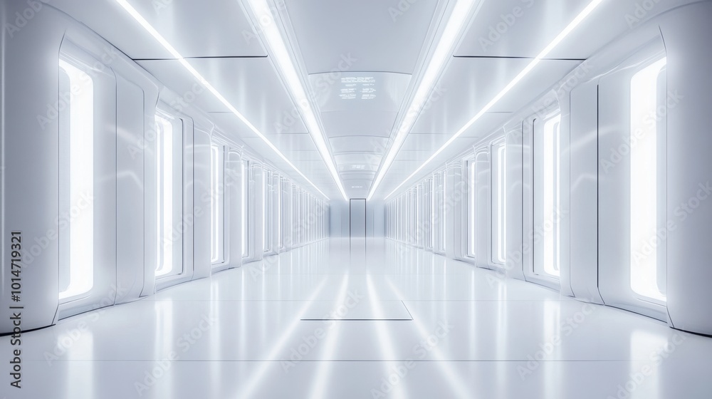 Bright white data center server room, sleek and organized with futuristic technology, clean surfaces, and LED lighting. Bright white data center server room, sleek and organized with futuristic technology, clean surfaces, and LED lighting.