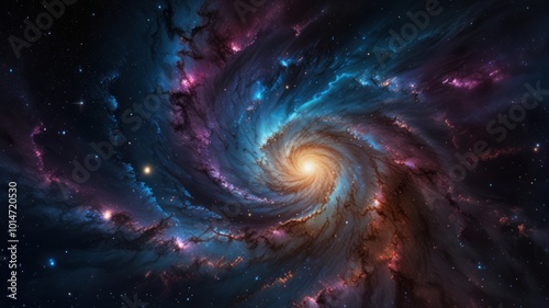 Galaxy in outer space that looks beautiful with a stunning spectrum of light and thousands of stars spread out