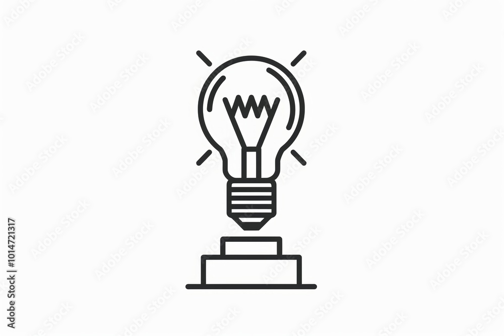 Minimalist line art of a lightbulb inside a trophy. Minimalist line art of a lightbulb inside a trophy.