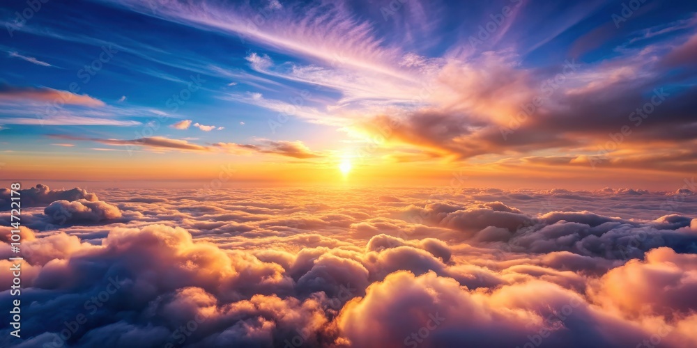 Romantic and beautiful sky with sea of clouds, romantic, beautiful, sky, clouds, scenic, nature, dreamy