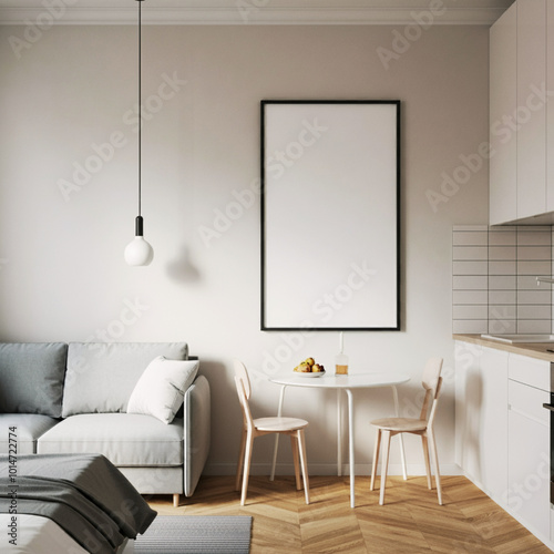Minimalist Studio Apartment with Simple Dining Table and Clean Contemporary D�cor