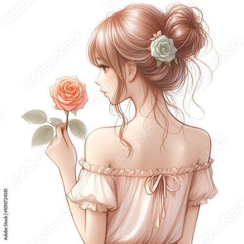 Cute girl with a rose