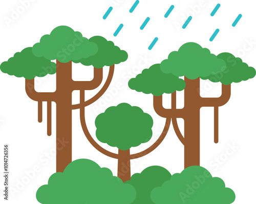 Rain in forest illustration
