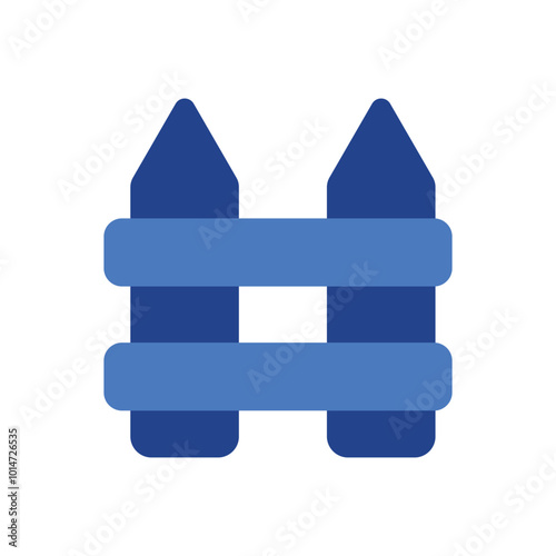 Fence icon. Flat design style eps. Blue simple fence. Design element illustration of bordered by a fence. Design element with a nature theme