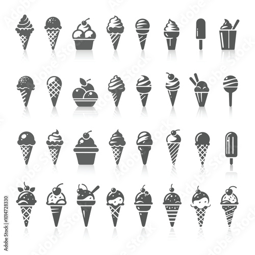 Ice Cream Vector Silhouette Collection Desert Vector illustration