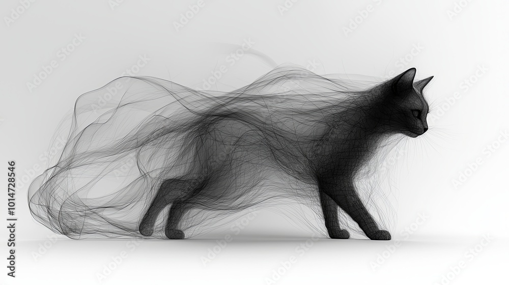 Fototapeta premium Playful Abstract Cat Form in Motion