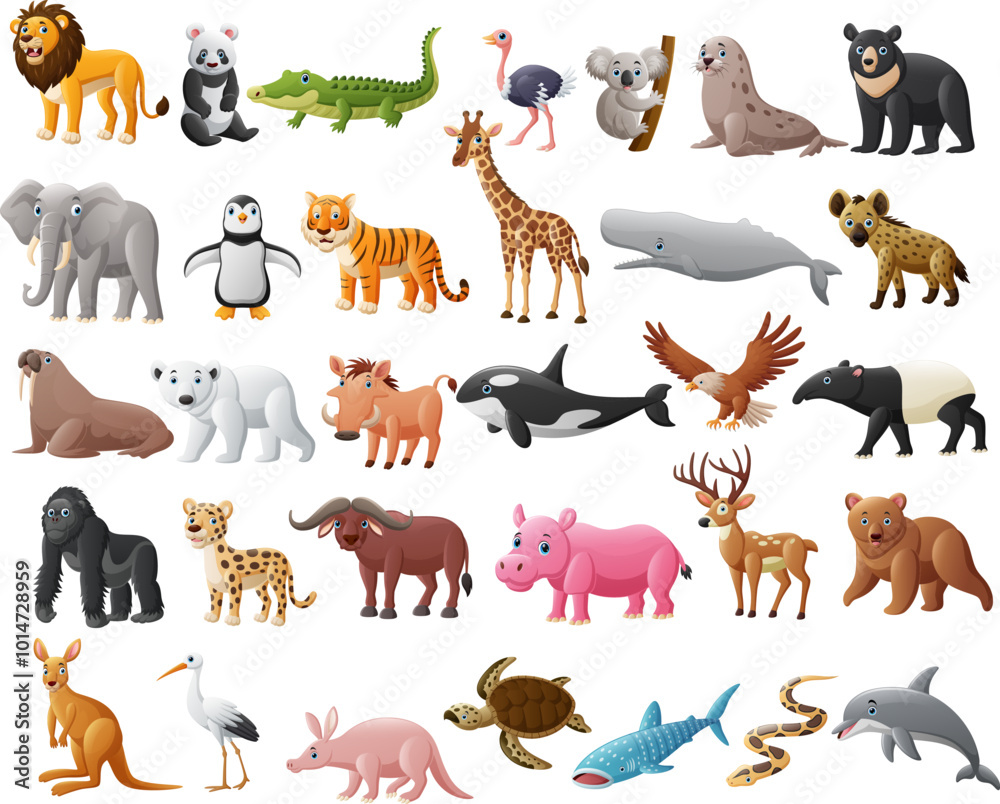 Obraz premium Cartoon big set of animals