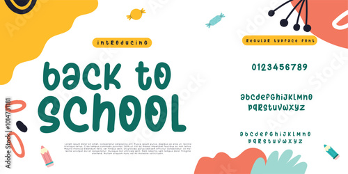 back to shcool cute cartoon Font Vector modern alphabet font uppercase and number fonts victorian typeface