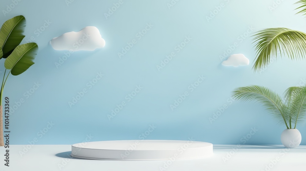 3D render of Simplicity at Its Best [clean cobalt background] with one small curve and a matte white pedestal