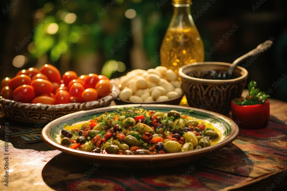 Fresh Mediterranean Ingredients on a Rustic Table Fresh Mediterranean Ingredients on a Rustic Table