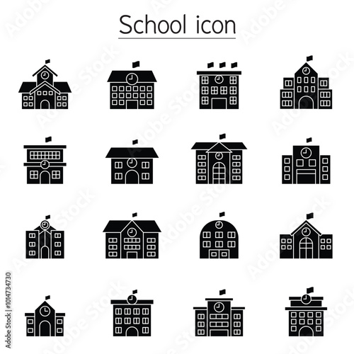 School icon set in glyph style