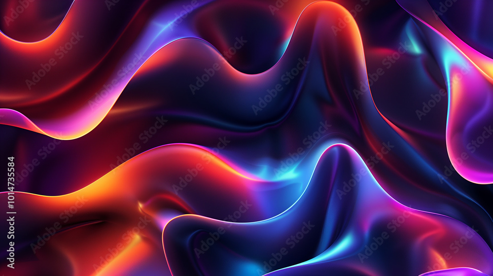 Obraz premium Abstract Neon Waves Digital Art Background