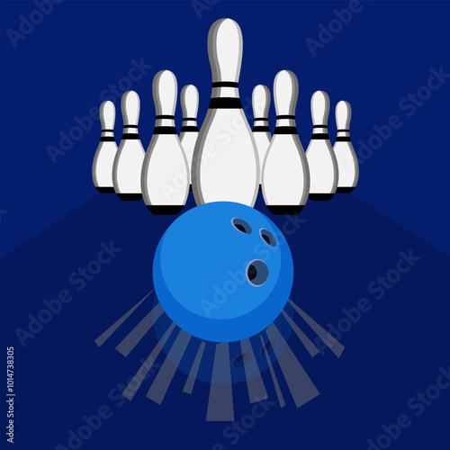 Vector illustration of a bowling set with a ball and skittles