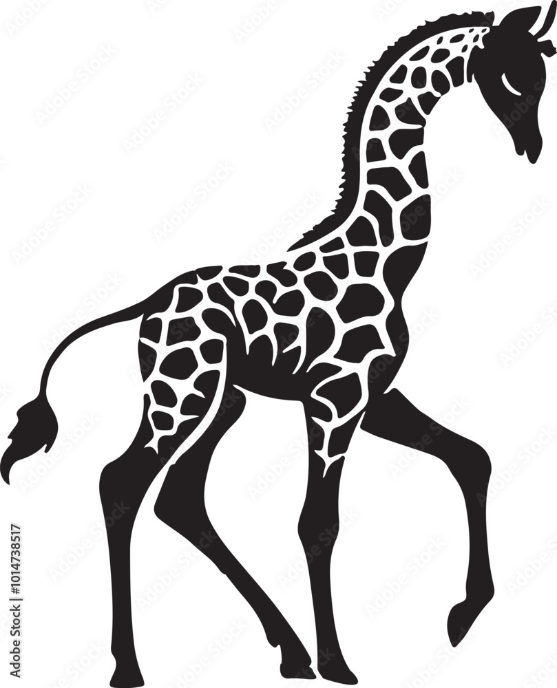 playful baby giraffe silhouette vector illustration playful baby giraffe silhouette vector illustration