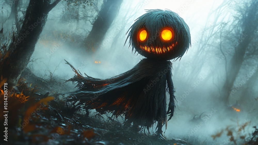 Character pumpkin with glowing eyes Character pumpkin with glowing eyes