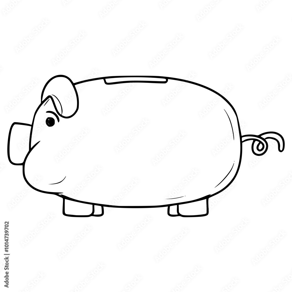 piggy bank illustration hand drawn outline vector