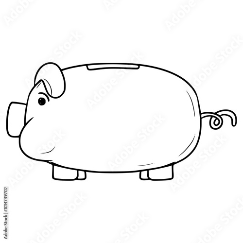 piggy bank illustration hand drawn outline vector