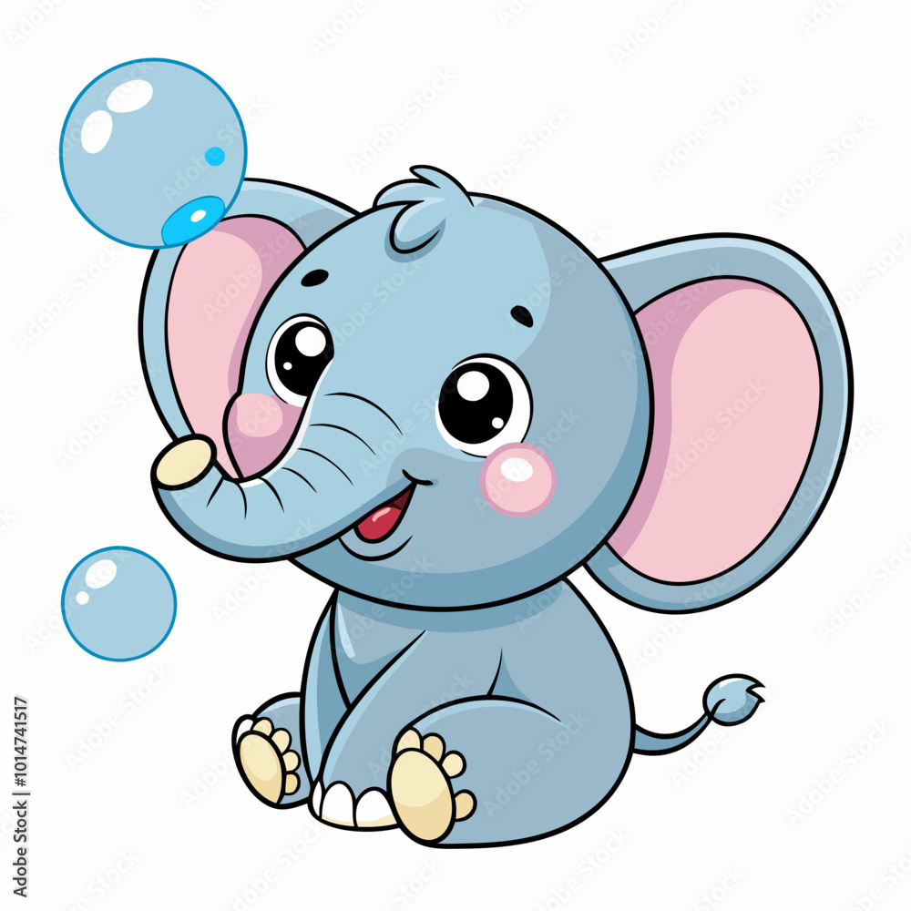 Naklejka premium Adorable Kawaii Elephant Vector Illustrations for Cute Designs