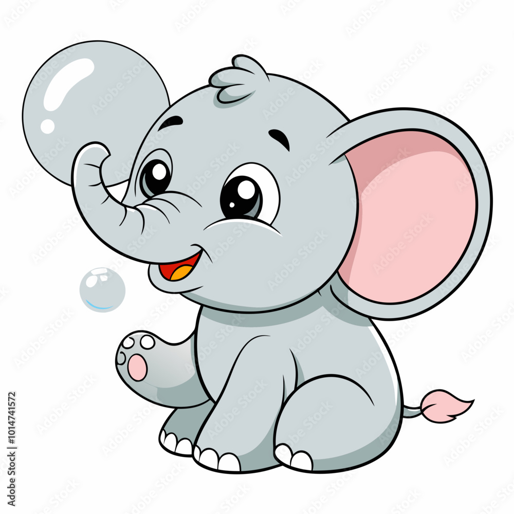 Naklejka premium Adorable Kawaii Elephant Vector Illustrations for Cute Designs