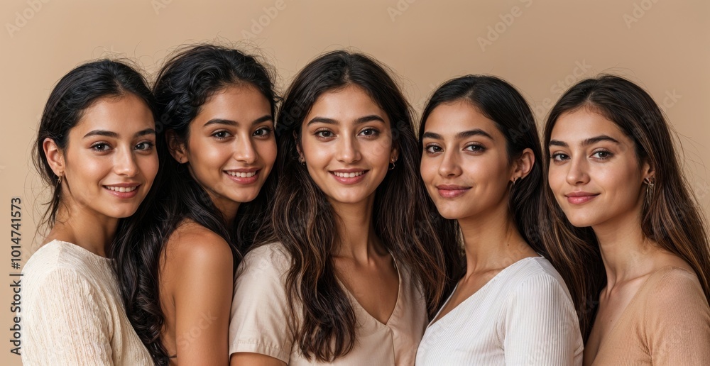 Group Of Five Beautiful Indian Women Standing Together, Smiling In Natural Tones generative ai
Group Of Five Beautiful Indian Women Standing Together, Smiling In Natural Tones generative ai