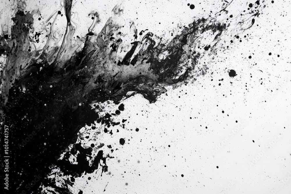 Obraz premium Bold Black Ink Splashes on White Canvas