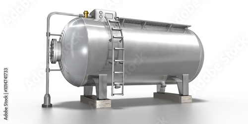 3d Propangastank, Metalltank, Tank Gas, Heizöl,  für die Hausheizung und Lagerung. Gasversorgung zur Beheizung des Gebäudes, freigestellt auf transparenten Hintergrund