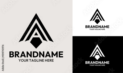 Modern Geometric Logo Design Template for Creative Agencies or Media Companies