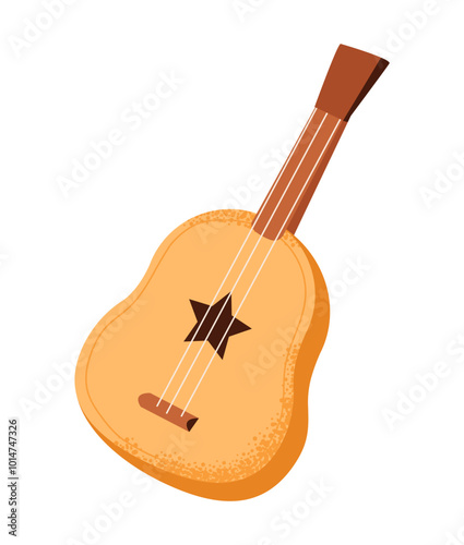 Cute kids toy guitar isolated on white background. Musical instrument. Flat illustration